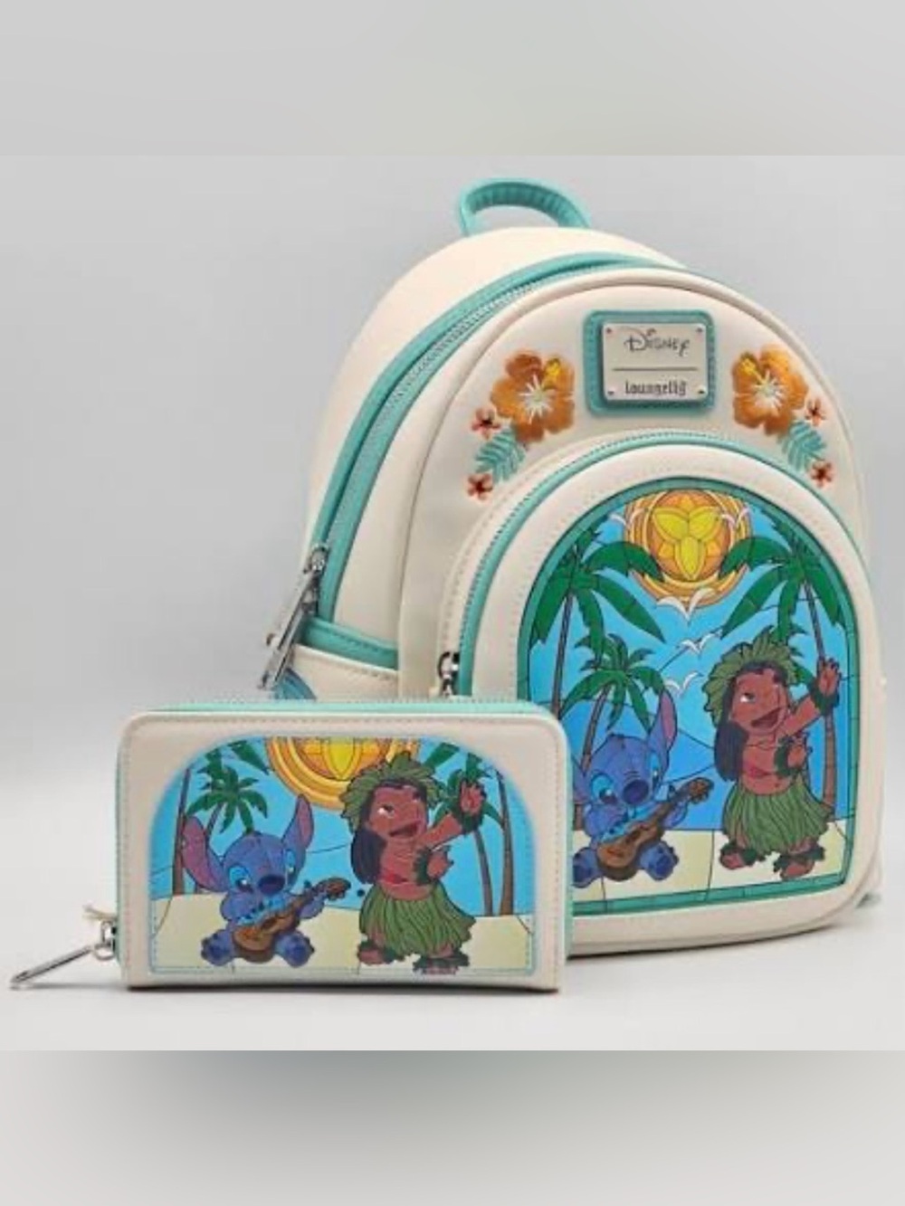 Loungefly Stained Glass Lilo & Stitch Mini Backpack and Wallet Set